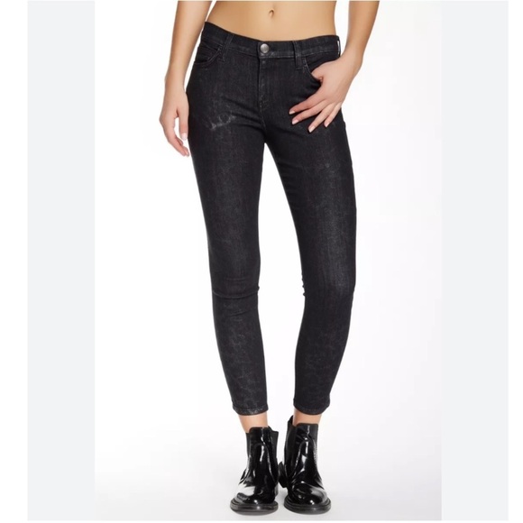 Current Elliott The Stiletto Highland Leopard in  Black Ankle Jeans - Picture 1 of 13